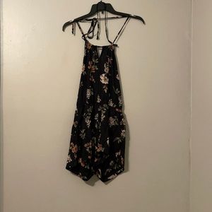 Angie strappy black and floral backless romper size medium